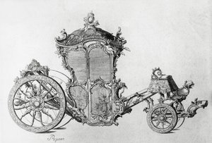 Entwurf für eine Rokoko-Kutsche, Gravur von J.B. and Brown J. Rowbotham