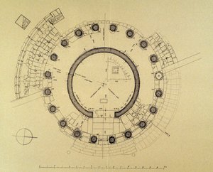 Grundriss des Tempels der Vesta oder des Herkules Victor, von dem deutschen Archäologen Friedrich Rakob (1931-2007) (Foto)