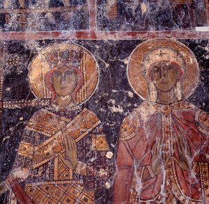 Fresko in der byzantinischen Kirche Agios Nikolaos, Maza, Kreta, Griechenland von J.B. and Brown J. Rowbotham