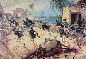 US-Marines erobern die Festung der Barbareskenpiraten in Derna, Tripolis, 27. April 1805 von C.H. Waterhouse