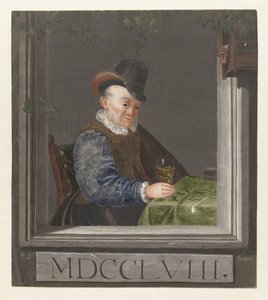 Sitzender Mann mit einem Glas in der Hand von C.J. Boers