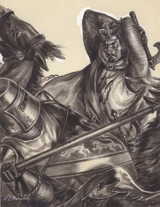 Robert Bruce kurz davor, Sir Henry de Bohun zu töten (?)