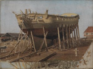 Eine Korvette im Bau. Kopenhagen von Christoffer Wilhelm Eckersberg