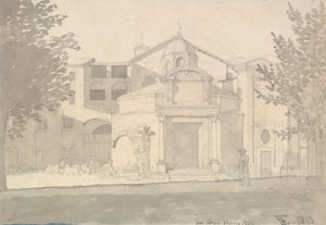 Ein Abschnitt der Via Sacra, Rom Die Kirche der Heiligen Cosmas und Damian, 1814-15