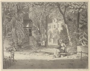 An den Gräbern von Descartes und Condé im Jardin Elysée des Petits Augustins, Paris von Christoffer Wilhelm Eckersberg