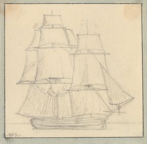 Eine Brigg mit Leesegel auf dem Großmast