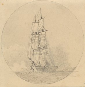 Eine Brigg unter Segeln von vorne gesehen von Christoffer Wilhelm Eckersberg