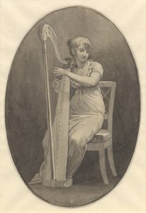 Eine Dame, die Harfe spielt von Christoffer Wilhelm Eckersberg