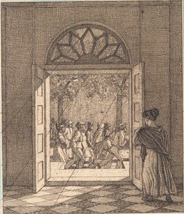Aus einer Vorhalle. Illustration zu "Linearperspectiven", Tafel VI von Christoffer Wilhelm Eckersberg