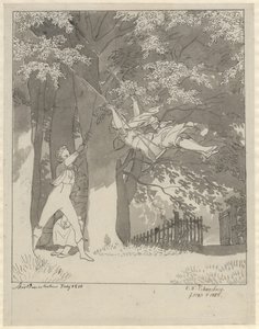 Die Schaukel. Aus dem Wald bei Skjoldnæsholm von Christoffer Wilhelm Eckersberg