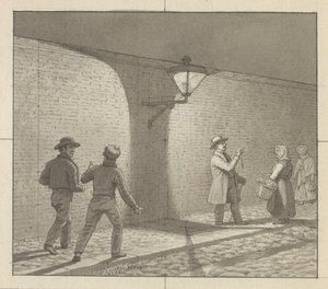 Linearperspektive angewendet auf die Malerei, Tafel VIII, Abb. 1 - Nächtliche Wanderung unter der Straßenlaterne