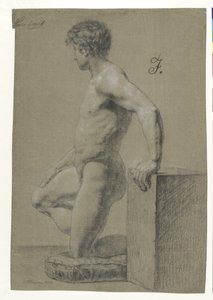 Männliche kniende Modellfigur, Profil nach links von Christoffer Wilhelm Eckersberg