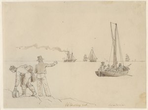 Passagiere werden zum Dampfschiff Caledonia gebracht von Christoffer Wilhelm Eckersberg