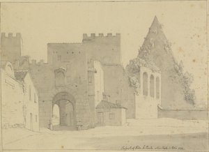 Ansicht von Porta S.Paolo und Pyramide des Cestius von der Stadtseite, Rom von Christoffer Wilhelm Eckersberg