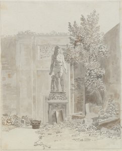 Römische antike Statue im ägyptischen Stil, vermutlich im Garten des Palazzo Barberini von Christoffer Wilhelm Eckersberg