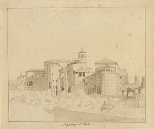 SS. Giovanni e Paolo von der Piazza S. Gregorio, Rom von Christoffer Wilhelm Eckersberg