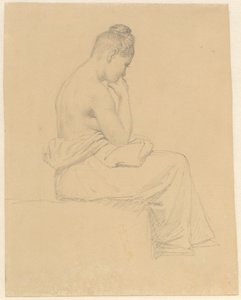 Sitzendes weibliches Modell von hinten gesehen. von Christoffer Wilhelm Eckersberg