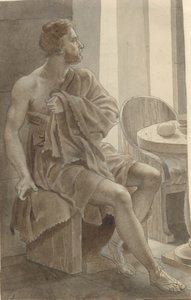 Telemachos trifft Odysseus, verkleidet als Bettler, bei dem Hirten Eumaios - Odysseus; Fragment der gesamten Komposition.