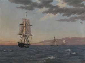 Die Korvette "Galathea" liegt bereit, um der Brigg "St Jean" zu helfen