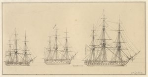 Drei russische Linienschiffe von Christoffer Wilhelm Eckersberg