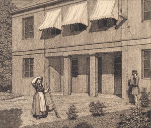 Vor einer Villa. Illustration zu "Linearperspectiven", Tafel V von Christoffer Wilhelm Eckersberg
