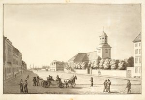Aussicht über den Sankt Annæ Platz mit der Garnisonskirche