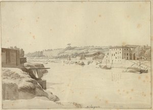 Blick über den Tiber in Richtung Porto di Ripa Grande und Porta Portese, gesehen vom Ufer unterhalb des Monte Aventino, Rom von Christoffer Wilhelm Eckersberg