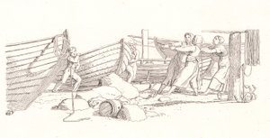 Ansicht eines Fischerdorfes. Boote an Land gezogen von Christoffer Wilhelm Eckersberg