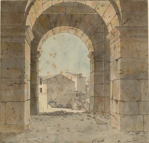Blick nach Norden durch einen der Bögen des zweiten Stockwerks des Kolosseums in Rom von Christoffer Wilhelm Eckersberg