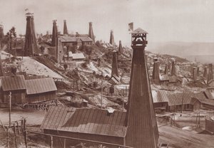 Ölquellen von Bustenari, Rumänien (s/w Foto) von C. Chusseau Flaviens