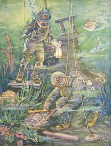 Tiefseetaucher finden versunkenen Schatz, ca. 1890er Jahre