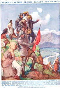 Jacques Cartier beansprucht Kanada für Frankreich, Illustration aus 