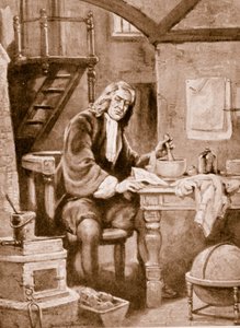 Sir Isaac Newton in seinem kleinen Zimmer