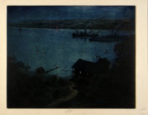 Mondschein am Hudson River von C. F. William Mielatz