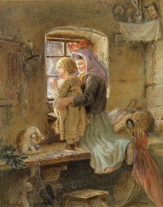 Innenraum: Bauernmädchen und Kind von C. Goebel