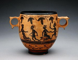 Skyphos mit Parodieszenen, ca. 430-410 v. Chr. von Cabirian