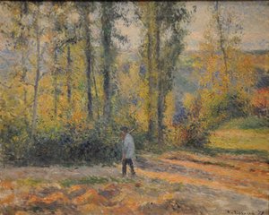 Landschaft mit einem Jäger, Pontoise Paysage à Pontoise avec un chasseur, 1879 von Camille Jacob Pissarro