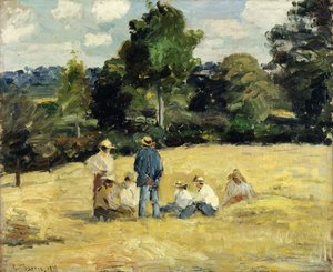 Die Rast der Erntearbeiter, Montfoucault, 1875 von Camille Jacob Pissarro
