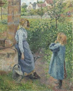 Frau und Kind am Brunnen von Camille Jacob Pissarro