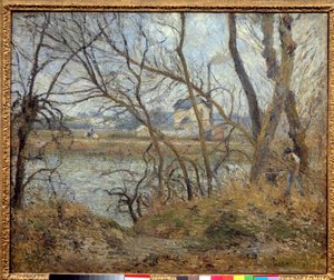 Ufer der Oise, nahe Pontoise, graues Wetter. Gemälde von Camille Pissarro von Camille Jacob Pissarro