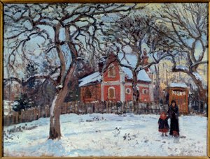 Kastanien und Louveciennes Landschaft im Schnee von Camille Jacob Pissarro
