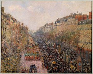 Tag des Mardi Gras auf dem Boulevard Montmartre in Paris im Jahr 1897. Gemälde von Camille Pissarro (1830-1903), 1897. Los Angeles, Hammer Museum von Camille Jacob Pissarro