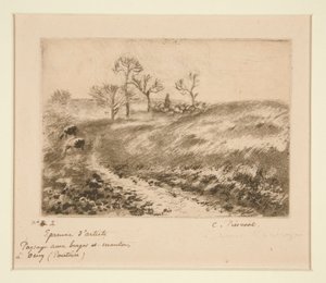 Landschaft mit Schäfer und Schafen in Osny von Camille Pissarro