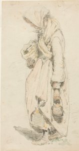 Bäuerin (recto); Junge mit Angelrute (verso) von Camille Pissarro