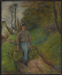 Bäuerin trägt zwei Heubündel von Camille Pissarro