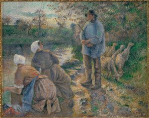Hirte und Wäscherinnen von Camille Pissarro