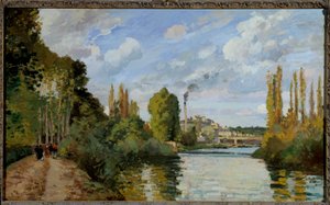Die Ufer der Oise in Pontoise. Gemälde von Camille Pissarro von Camille Jacob Pissarro