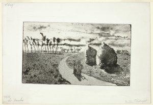 Dämmerung mit Heuhaufen von Camille Pissarro