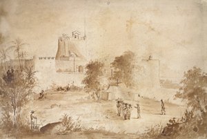 Ansicht einer Militärfestung, Christiansfort, Charlotte Amalie, St. Thomas, Westindien von Camille Jacob Pissarro