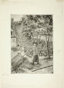 Frau leert eine Schubkarre von Camille Pissarro